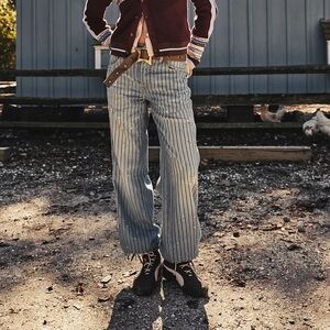 Free people We The Free Don't Wait Up Pinstripe Boyfriend Jeans